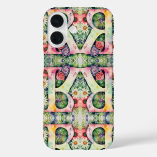 Funda iPhone 16 Letra psicodélica R patrón acuarela floral
