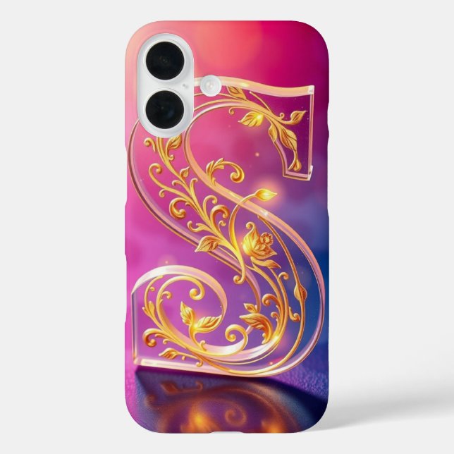 Funda iPhone 16 Letra S Transparente Decorativa (Reverso )