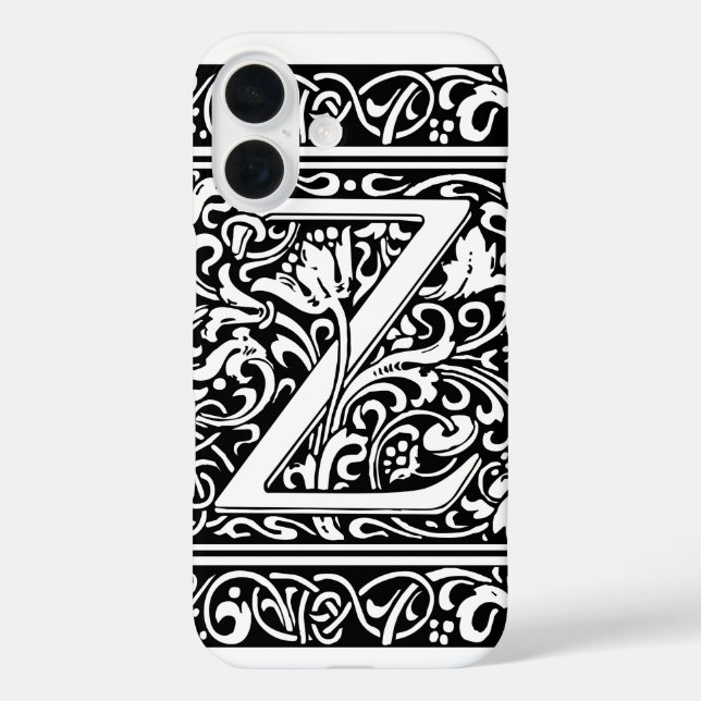 Funda iPhone 16 Letra Z Monograma medieval Art Nouveau (Reverso )