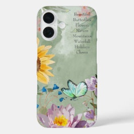 Funda iPhone 16 Letras de moda Arte botánico acuarela con vegetaci