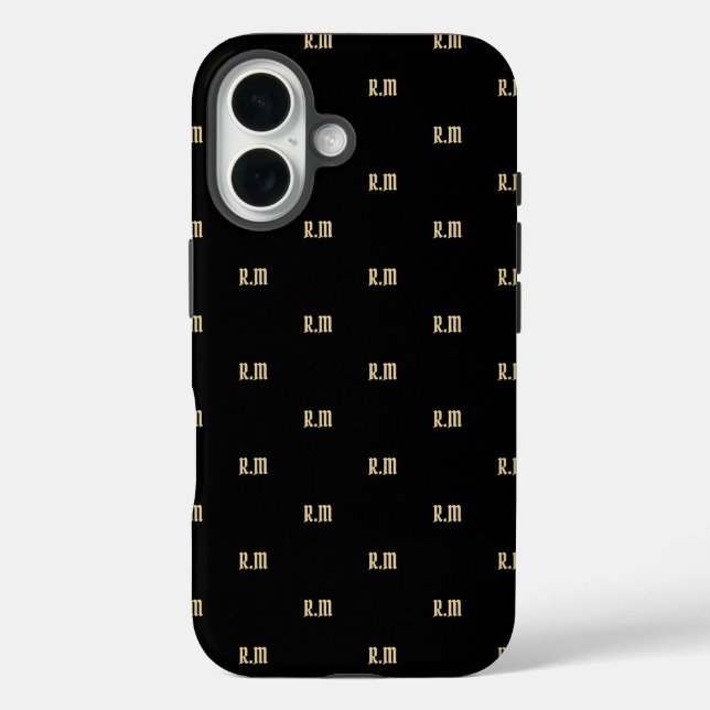 Funda iPhone 16 Letras de monograma elegante (Reverso )