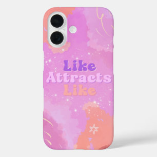 Funda iPhone 16 Ley de Atracción Motivacional Inspirador Rosa