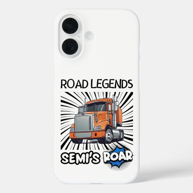 Funda iPhone 16 Leyendas de carretera: ¡El rugido de Semi! (Reverso )