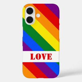 Funda iPhone 16 LGBTQ+ bandera arcoiris amor por el mes del orgull