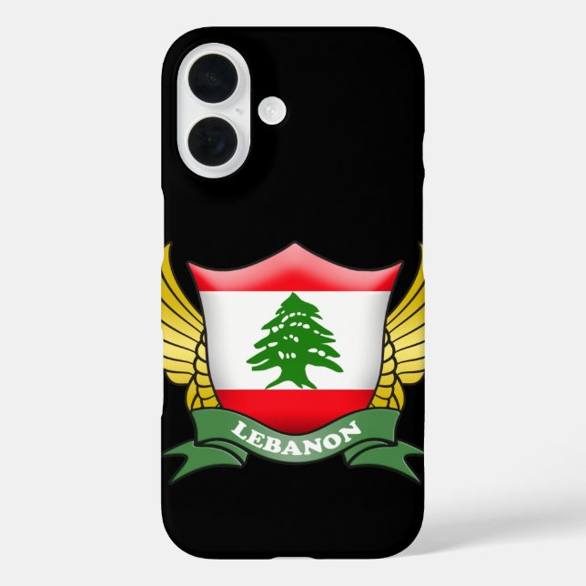 Funda iPhone 16 Líbano Bandera Emblema (Reverso )
