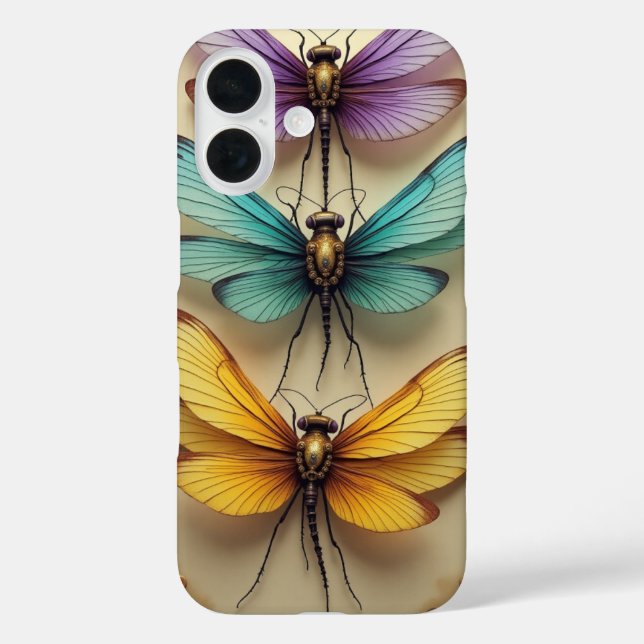 Funda iPhone 16 Libélulas Steampunk (Reverso )