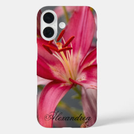 Funda iPhone 16 Lily asiática rosa - Fotografía elegante de flores