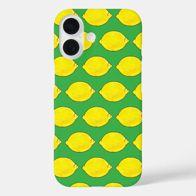 Funda iPhone 16 limón acuarela en verde (Reverso )