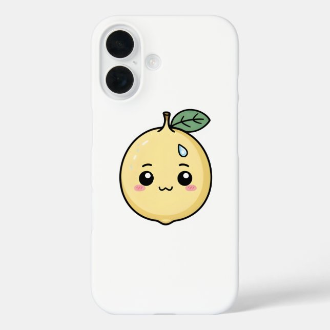 Funda iPhone 16 Limón ansioso con una gota de sudor (Reverso )