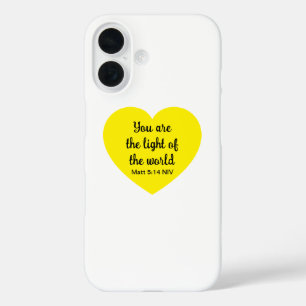 Funda iPhone 16 Lindo Corazón Amarillo Brillante Luz del Mundo Bla