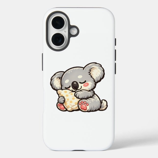 Funda iPhone 16 Lindo koala durmiendo con almohada (Reverso )
