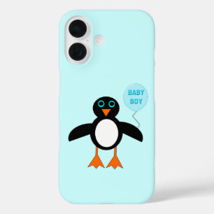 Funda iPhone 16 Lindo Pingüino Niño Azul Bebé