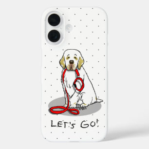 Funda iPhone 16 Lindo ¡Vamos! Pasear Clumber Spaniel Perro (limón