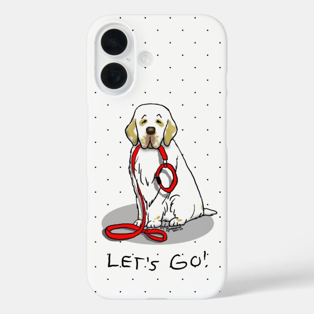 Funda iPhone 16 Lindo ¡Vamos! Pasear Clumber Spaniel Perro (limón  (Reverso )
