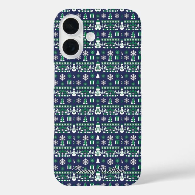 Funda iPhone 16 lindo y feo patrón de suéter de navidades (Reverso )
