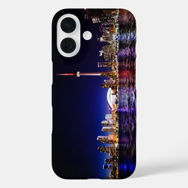 Funda iPhone 16 Línea aérea de Toronto después del atardecer (Reverso )