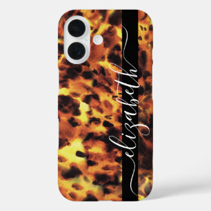 Funda iPhone 16 Línea Negra Escritura Blanca Tu Nombre Carey