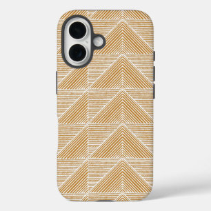 Funda iPhone 16 Líneas de Chevron abstractas modernas en amarillo 