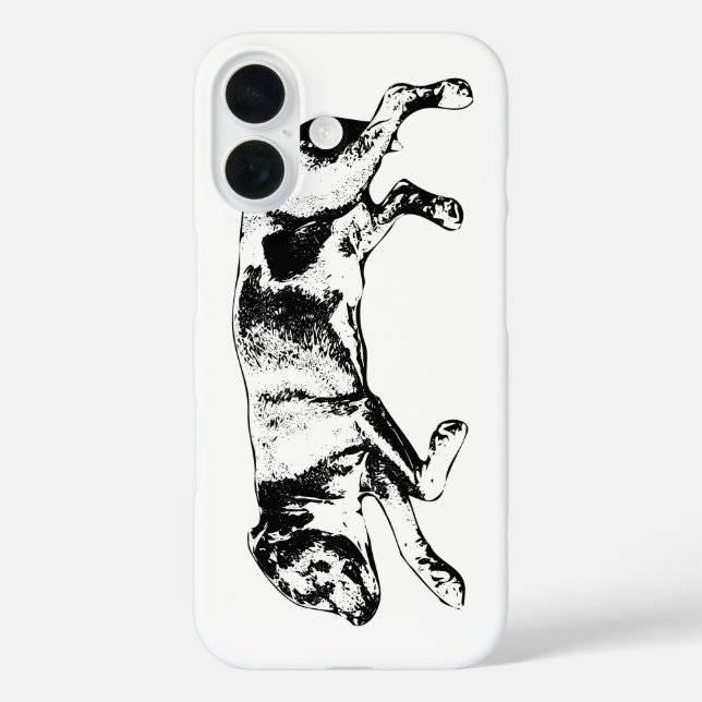 Funda iPhone 16 Líneas de madera - Perro en tinta resistente (Reverso )