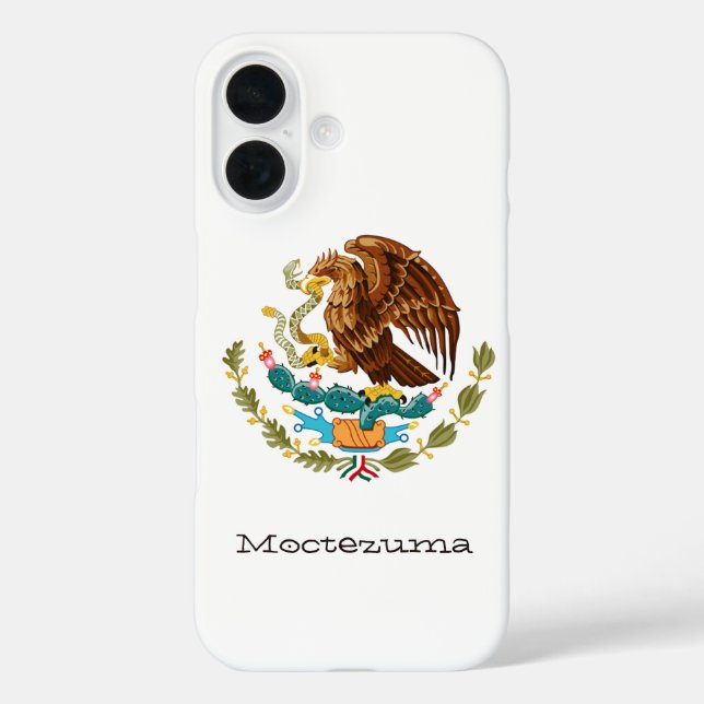 Funda iPhone 16 Líneas rojas verdes del lado del águila mexicana p (Reverso )