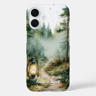 Funda iPhone 16 Linterna forestal mística - Estética vintage