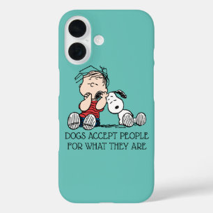 Funda iPhone 16 Linus consolado con el oído de Snoopy