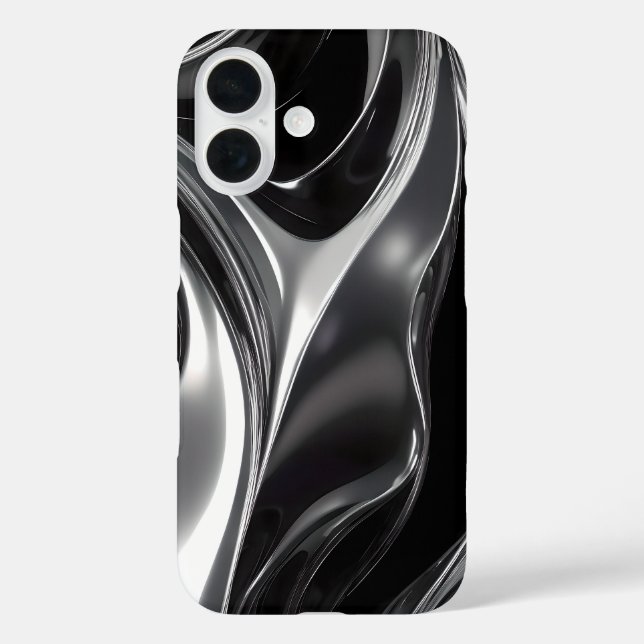 Funda iPhone 16 Liquid Chrome Flow – Abstract Metallic Texture (Reverso )