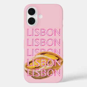Funda iPhone 16 Lisboa Travel Art, Portugal, Pink, Preppy