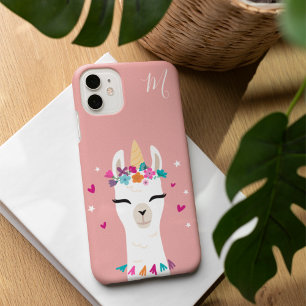 Funda iPhone 16 Llamacorn Monograma Kawaii Personalizado Unicorn