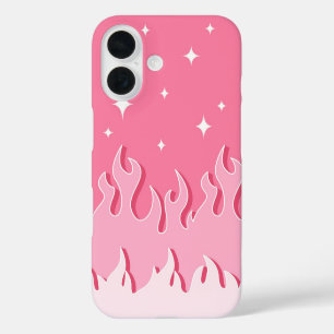 Funda iPhone 16 Llamas rosadas estrelladas - Y2K estético
