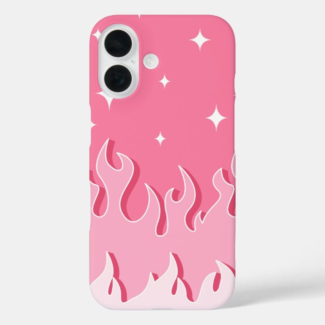Funda iPhone 16 Llamas rosadas estrelladas - Y2K estético (Reverso )