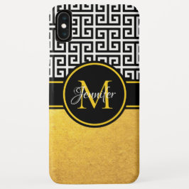 Funda iPhone 16 Llave Griega Monograma Negro y Blanco con Hojuela 