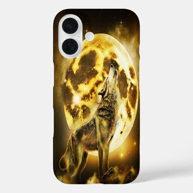 Funda iPhone 16 Lobo dorado (Reverso )