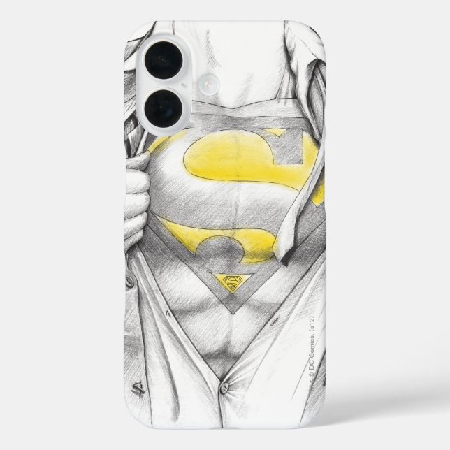 Funda iPhone 16 Logo de Chest Superman esbozado (Reverso )