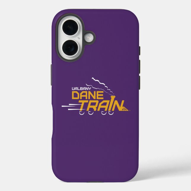 Funda iPhone 16 Logo del Tren de Dane de la UAlbany (Reverso )