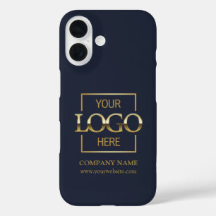 Funda iPhone 16 Logotipo de empresa de negocios azul marino elegan