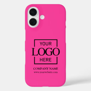 Funda iPhone 16 Logotipo de empresa de negocios rosa simple y eleg