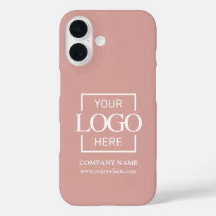 Funda iPhone 16 Logotipo de empresa de negocios rosa simple y eleg