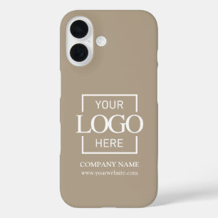 Funda iPhone 16 Logotipo de empresa de negocios taupe simple y ele