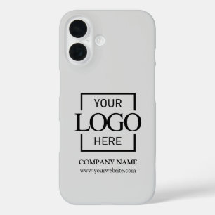 Funda iPhone 16 Logotipo de empresa gris simple y elegante Apple