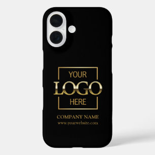 Funda iPhone 16 Logotipo de empresa negro simple y elegante Apple