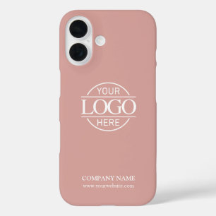 Funda iPhone 16 Logotipo de empresa promocional rosa minimalista