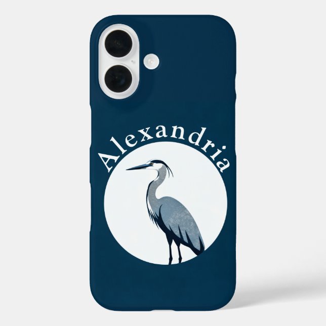 Funda iPhone 16 Logotipo de Garza Azul Grande (Reverso )