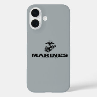 Funda iPhone 16 Logotipo USMC Logotipo negro apilado