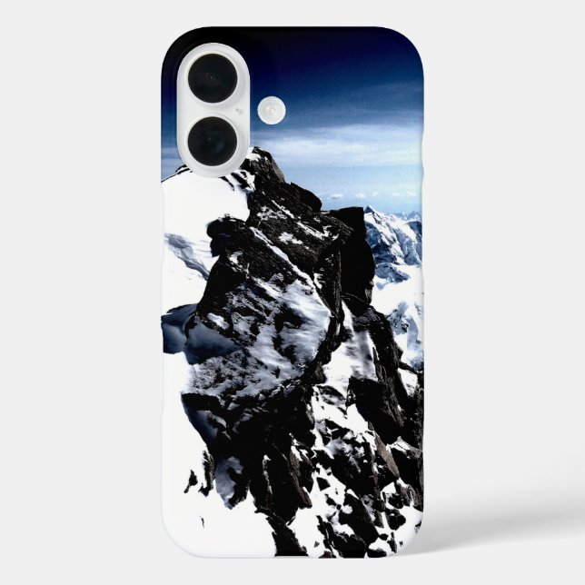 Funda iPhone 16 Logro del Montañero Invierno de Nieve (Reverso )