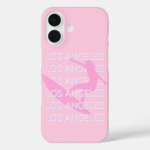 Funda iPhone 16 Los Angeles Travel Art, California, Pink, Preppy