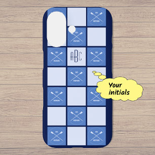 Funda iPhone 16 Los remeros monogramas cruzaron el azul de los rem