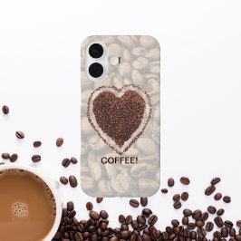 Funda iPhone 16 Love Coffee Heart Coffee Beans iPhone 16
