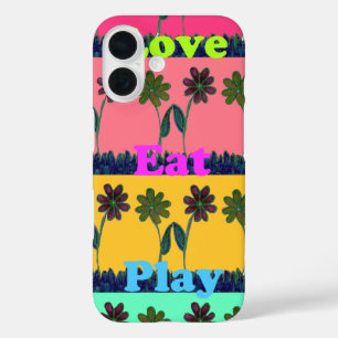 Funda iPhone 16 Love Eat Play Art Print