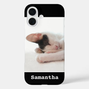 Funda iPhone 16 LOVE Personalizado foto moderna elegante negro y b